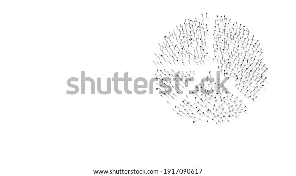 3d rendering of nails in\
shape of symbol of pie chart with shadows isolated on white\
background