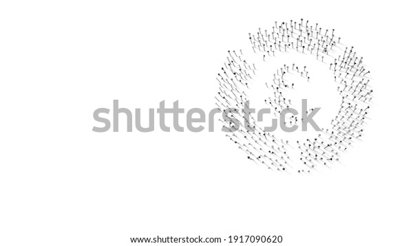 3d rendering of\
nails in shape of symbol of pie chart with euro symbol with shadows\
isolated on white\
background