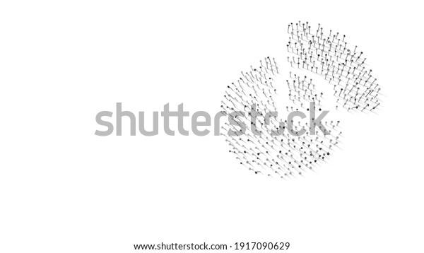 3d rendering of nails in
shape of symbol of pie chart with shadows isolated on white
background