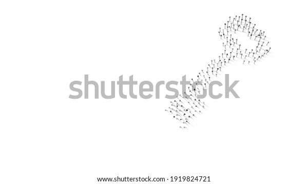 3d rendering of nails in shape of\
symbol of key with shadows isolated on white\
background