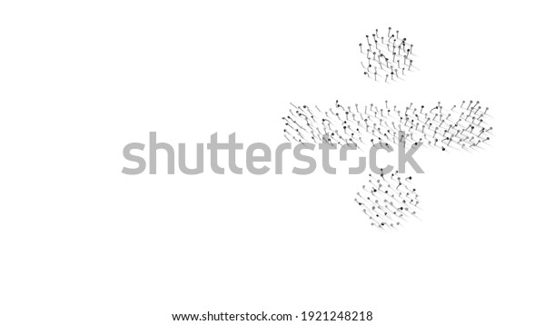 3d rendering of nails in\
shape of symbol of divide symbol with shadows isolated on white\
background