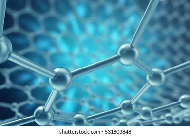 3d rendering nanotechnology hexagonal geometric form close-up, concept graphene atomic structure, concept graphene molecular structure.