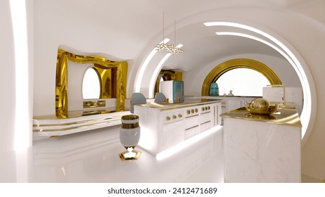 3D rendering of the narrow studio in the near future