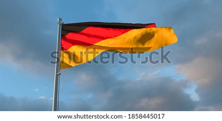 Similar – Waving German flag in front of a blue sky with clouds, Hallig Oland in the background