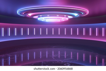 3D Rendering Neon Scene Booth