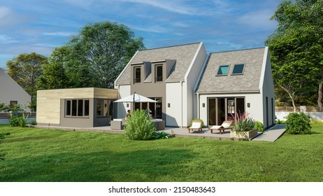 3D Rendering Of A New House In A Traditional Style