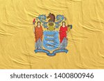 3d rendering of a New Jersey State flag silk