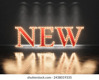 3d rendering new text on a dark background