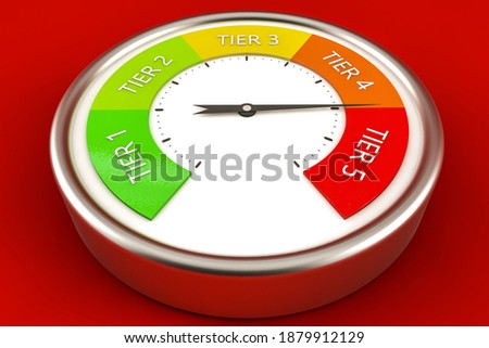 3d rendering of New Tier system in the United Kingdom on red background. Warning public about new coronavirus variant, B 117. UK local covid level alert banner or poster design.