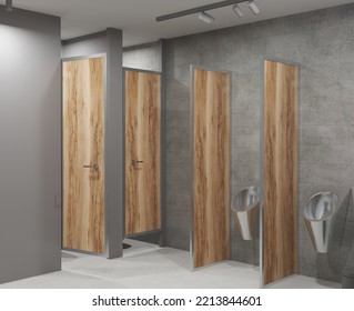 3d Rendering Of New Wc Toilette Interior With Male Urinal.