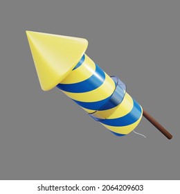 3d Rendering New Year Fire Cracker Rocket 