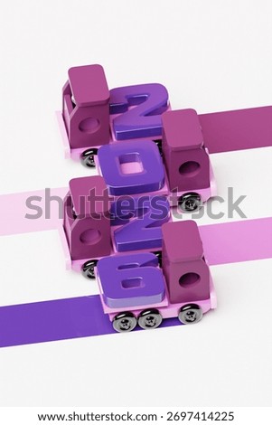 3D rendering of New Year's date 2026 on a kids toy truck. Image of a calendar. Symbol of the coming year. Changeability of years. 