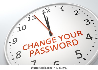 3D rendering of a nice clock with text change your password