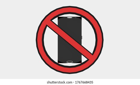 3D Rendering Of No Cellphones Allowed Sign