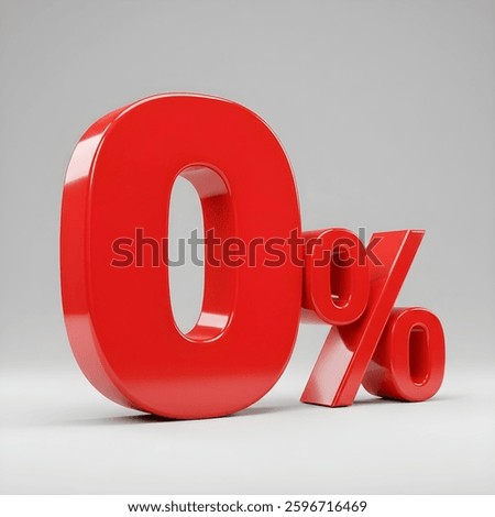 A 3D rendering of the number "0%" in bright red, against a neutral gray background.