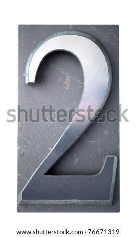 3D rendering of the number 2 in typescript print letter cases(part of a matching alphabet)