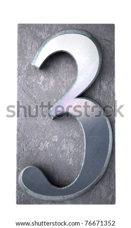 3D rendering of the number 3 in typescript print letter cases(part of a matching alphabet)
