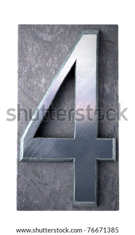 3D rendering of the number 4 in typescript print letter cases(part of a matching alphabet)