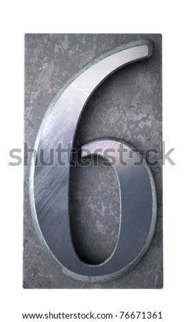 3D rendering of the number 6 in typescript print letter cases(part of a matching alphabet)
