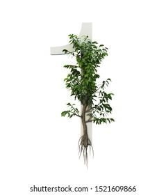 3d rendering of number decorated with tree