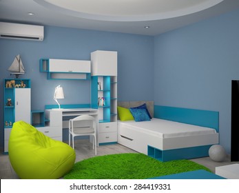 3d Rendering Of A Nursery Interior Design