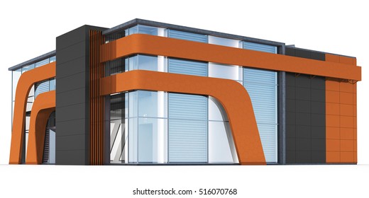 3d Rendering of a Office building on white background.