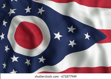 3d Rendering Of An Ohio State Flag