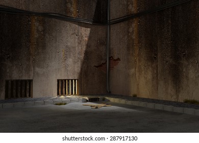 3d Rendering Of An Old And Dirty Dark Alley