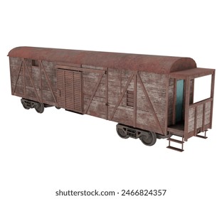 3d rendering old freight train car.