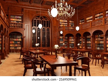 3D Rendering Of An Old Library Interior