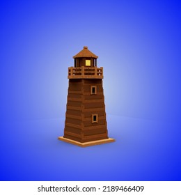 3D Rendering Of Old Lighthouse.
With A Blue Background.
Perfect For Vox Game Character Reference.
Simple 3D Modeling.