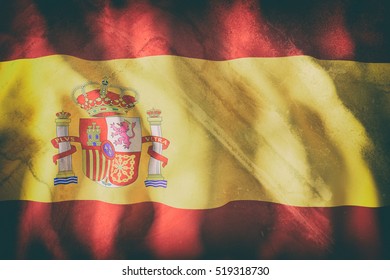 3d Rendering Of An Old Spain Flag Waving