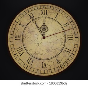 3D rendering of an old weathered down vintage clock
