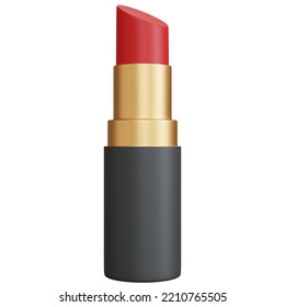 3d rendering one red lipstick without cover isolated