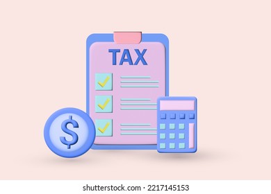 3D Rendering Online Tax Filing Concept, Filling Tax Form Documents Online
