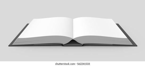 3d Rendering Open Book Image, Isolated White Background