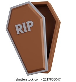 3d Rendering Open Coffin Isolated