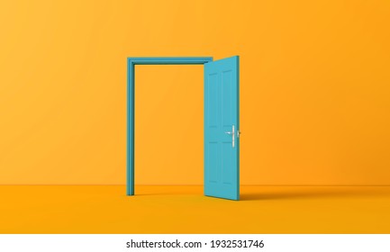 3D Rendering Of An Open Door. Business Opportunity Concept