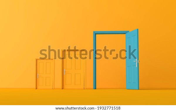 3D rendering of an open door. Business\
opportunity concept