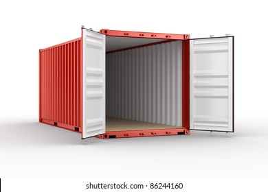 3d Rendering Of An Open Shipping Container