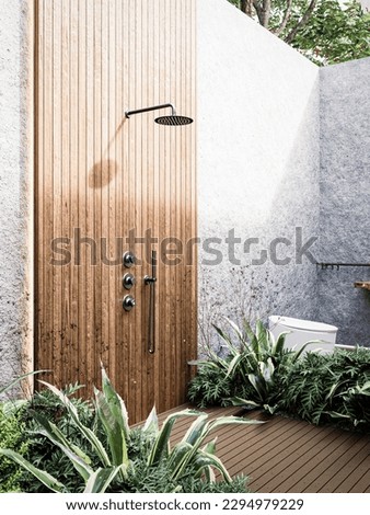 Similar – Image, Stock Photo garden shower Wooden wall