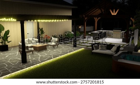 3d rendering of outdoor kitchen design