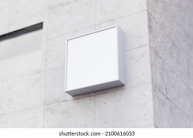 3D rendering outdoor square sign white blank mockup