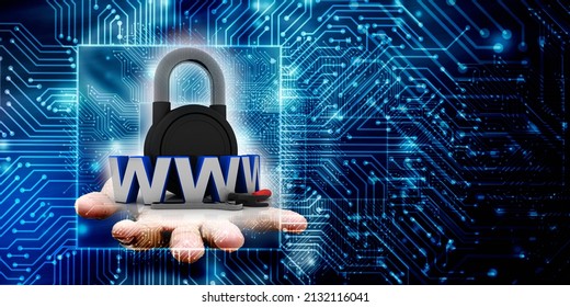 3d rendering Padlock with www