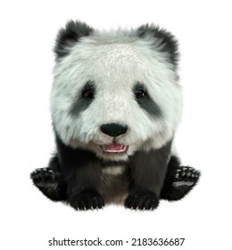 3D Rendering Of A Panda Bear Isolated On White Background