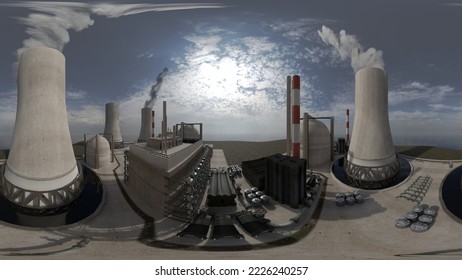 3D rendering of a panoramic vr view of a nuclear power plant