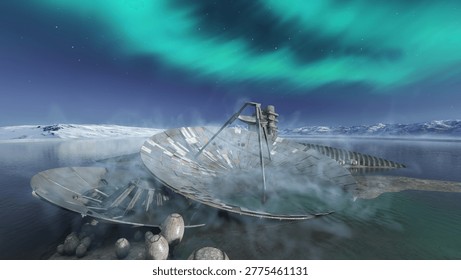 3D rendering of the parabolic antenna