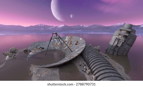 3D rendering of the parabolic antenna