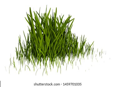 3D Rendering Of A Patch Of Grass Isolated On White Background