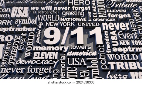 3D Rendering Patriot Day. USA Patriot Day 9.11 Text Effect In Detail